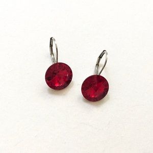 Red Solitaire Drop Earrings